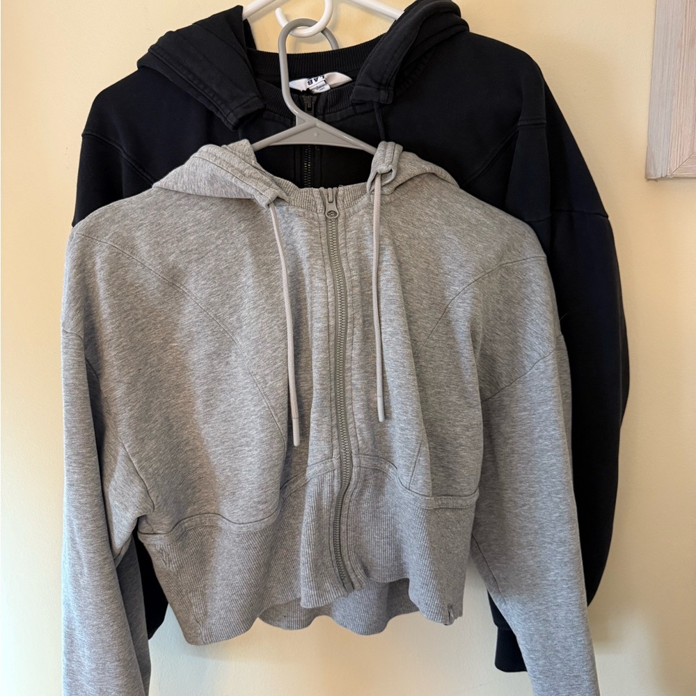 Joy Lab Cropped Gray and Black Zip-Up Hoodies